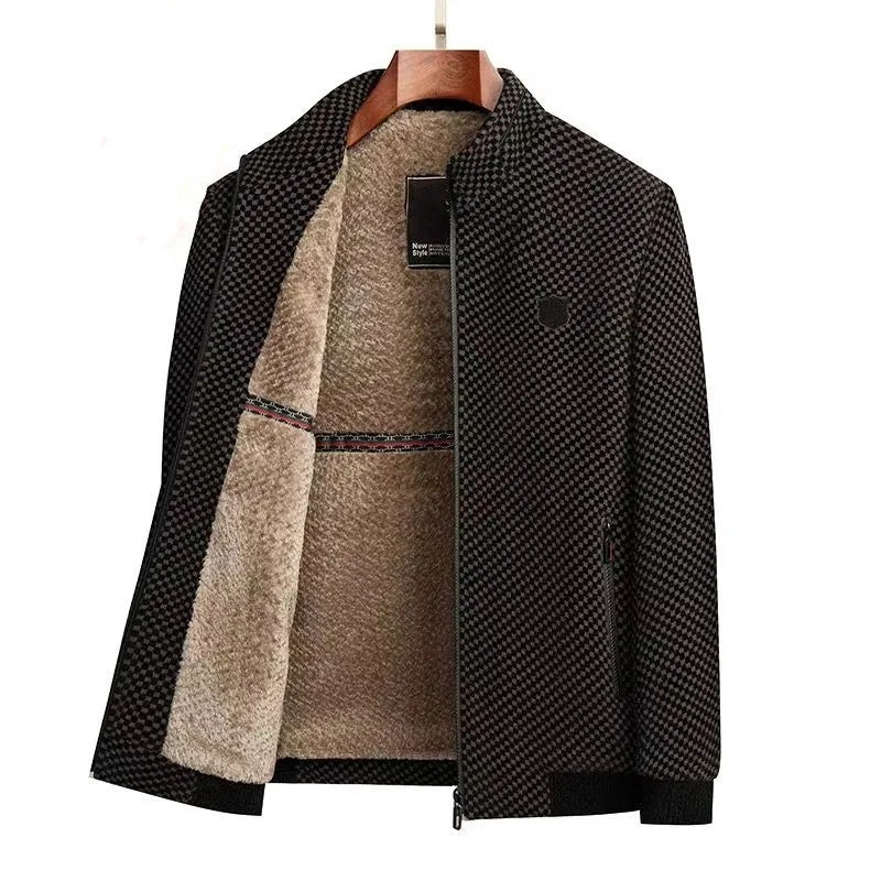 Warm winter synthetic jacket with fleece lining