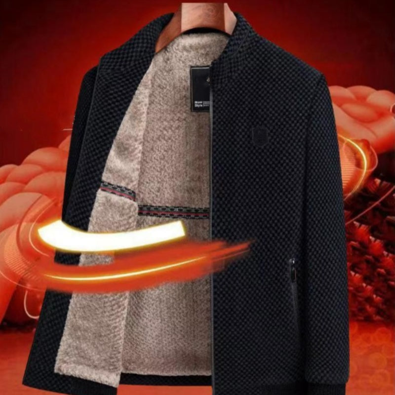 Warm winter synthetic jacket with fleece lining