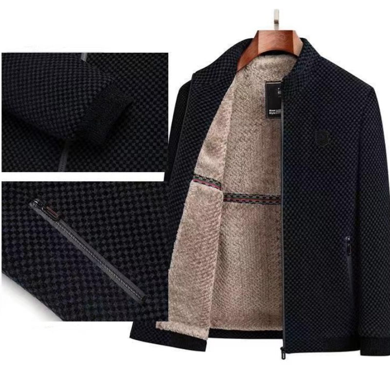 Warm winter synthetic jacket with fleece lining