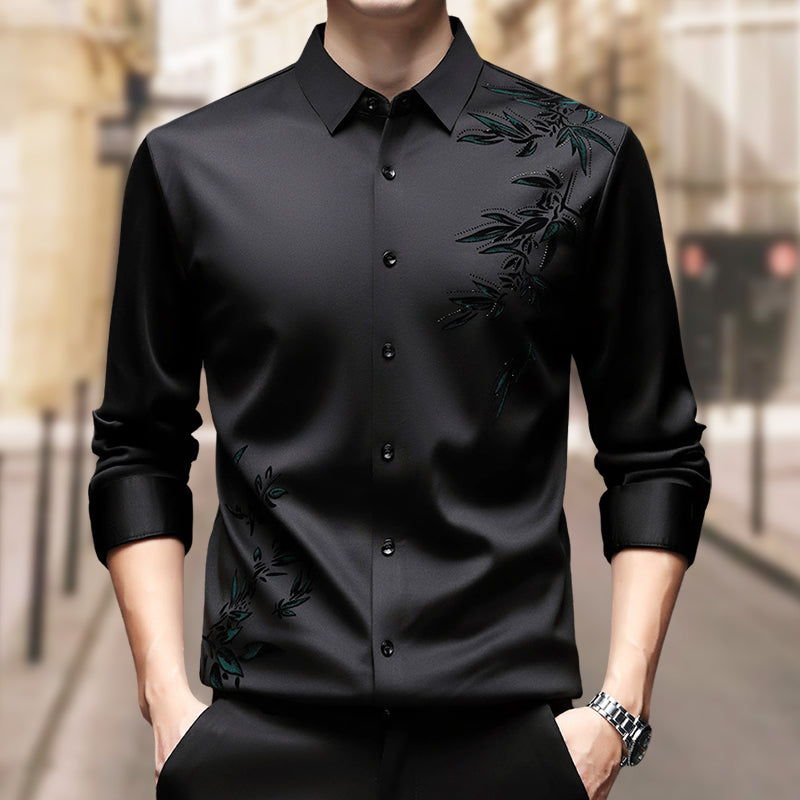 Men's thickened print collar button-down shirt